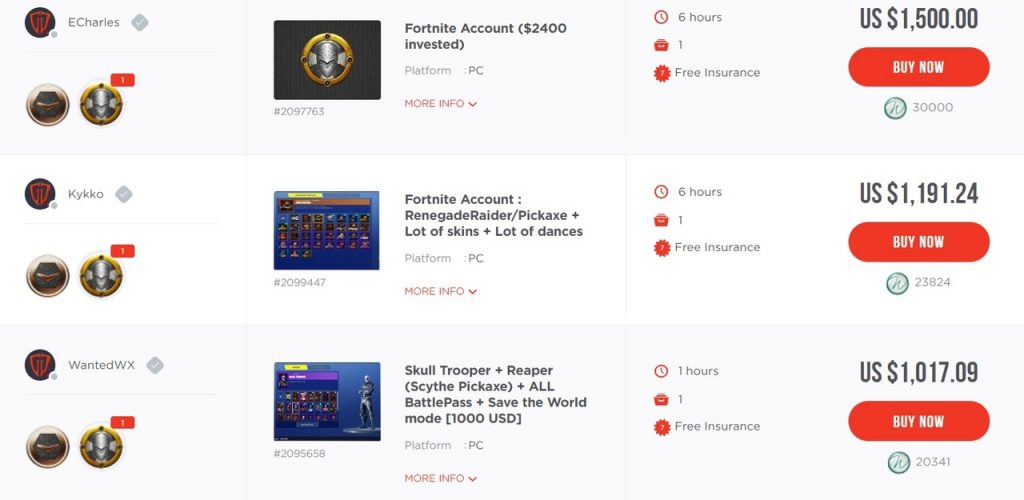 Геймеры Fortnite решили заработать на своих аккаунтах