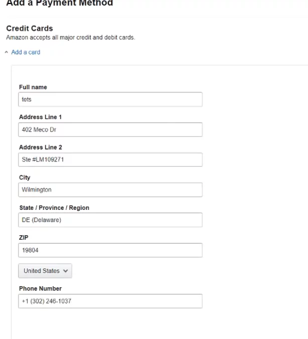 адрес, индекс и номер телефона из региона USA